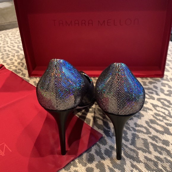 TAMARA MELLON LIMELIGHT DISCO BALL LEATHER PUMPS W/ CONTRASTING BLACK HEEL 8.5 - Picture 9 of 16